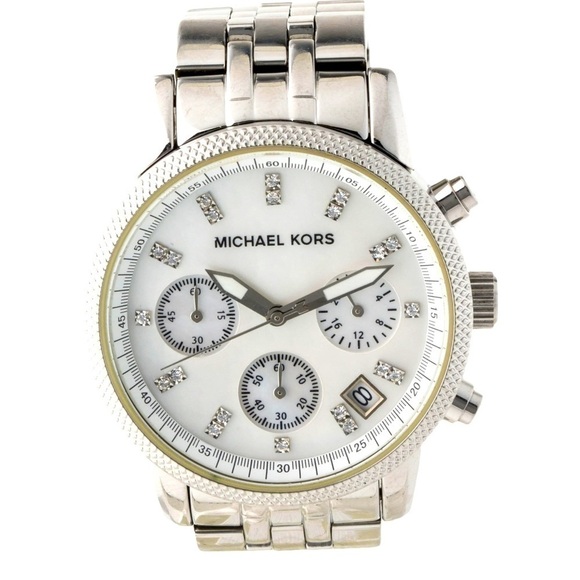 MICHAEL KORS Ritz Chronograph chrome date watch 5020 EUC - Picture 1 of 9